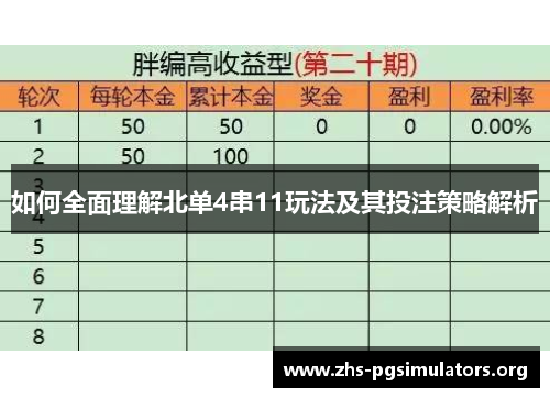 如何全面理解北单4串11玩法及其投注策略解析
